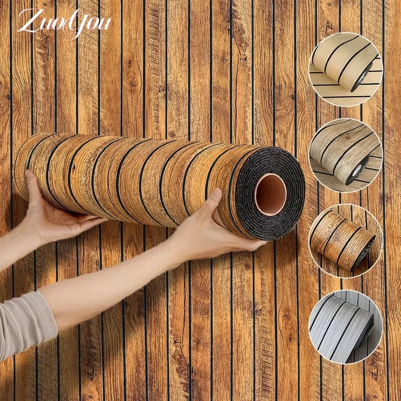 3D Wood Grain Grille Self-adhesive Wallpaper for Wall Decor Peel and Stick Wall Stickers Bedroom Living Room Thicken Wall Panels