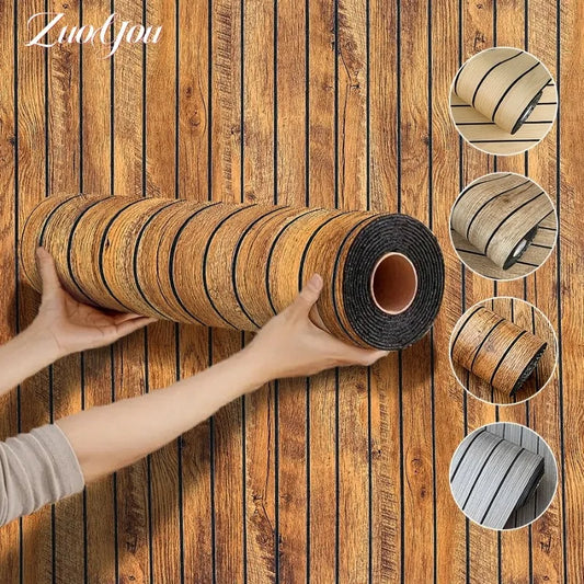 3D Wood Grain Grille Self-adhesive Wallpaper for Wall Decor Peel and Stick Wall Stickers Bedroom Living Room Thicken Wall Panels