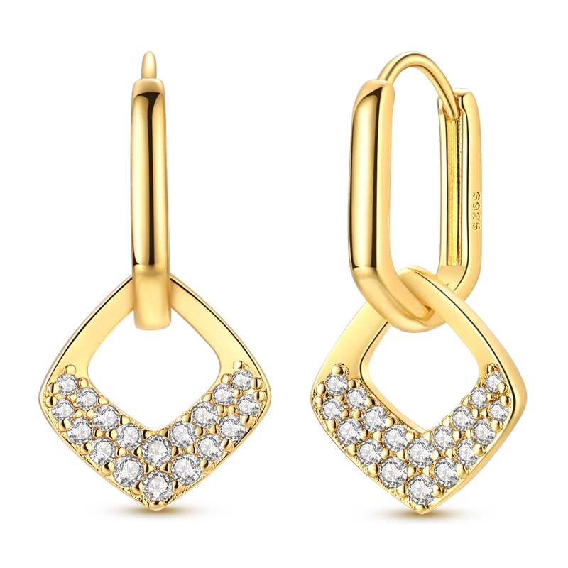 925 Sterling Silver Golden Earring Women 2026 CZ Zircon Hoop Ear Studs Sparkling Pave Moon Star Earring Wedding Anniversary Gift