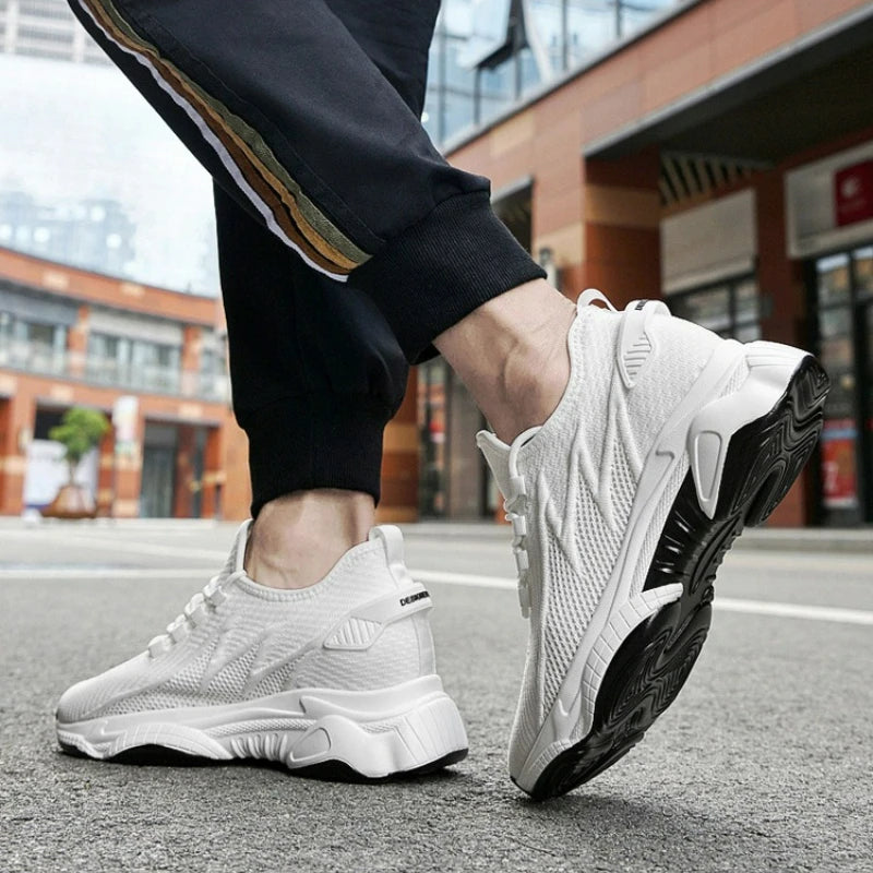 Men's Shoes 10cm Height Increase Sneakers Outdoor Breathable Casual Shoes Lace-up Men Running Shoe Mesh Soft Sole Elevator Shoes