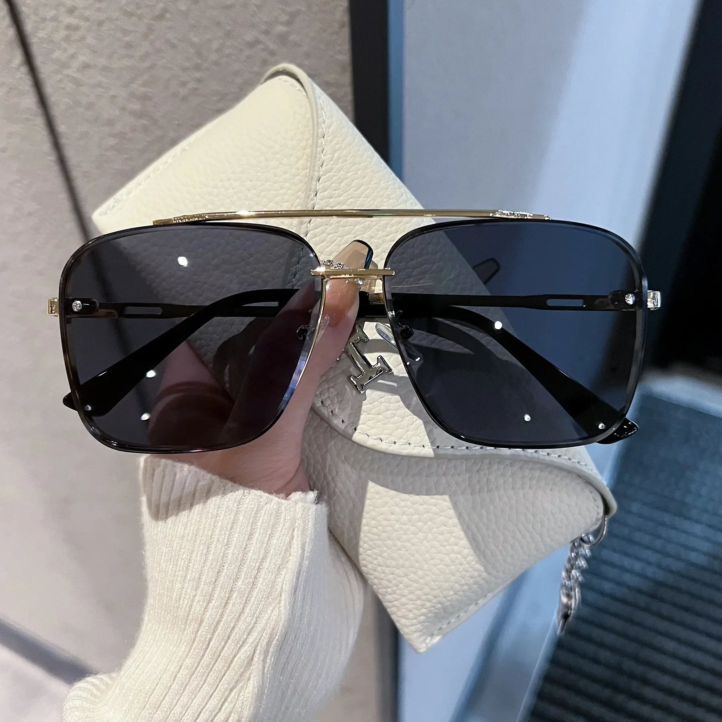 Metal Punk Big Frame Sunglasses for Men Women Cool Driving Glasses Brand Design Square Sun Glasses Goggles UV400 Eyewear