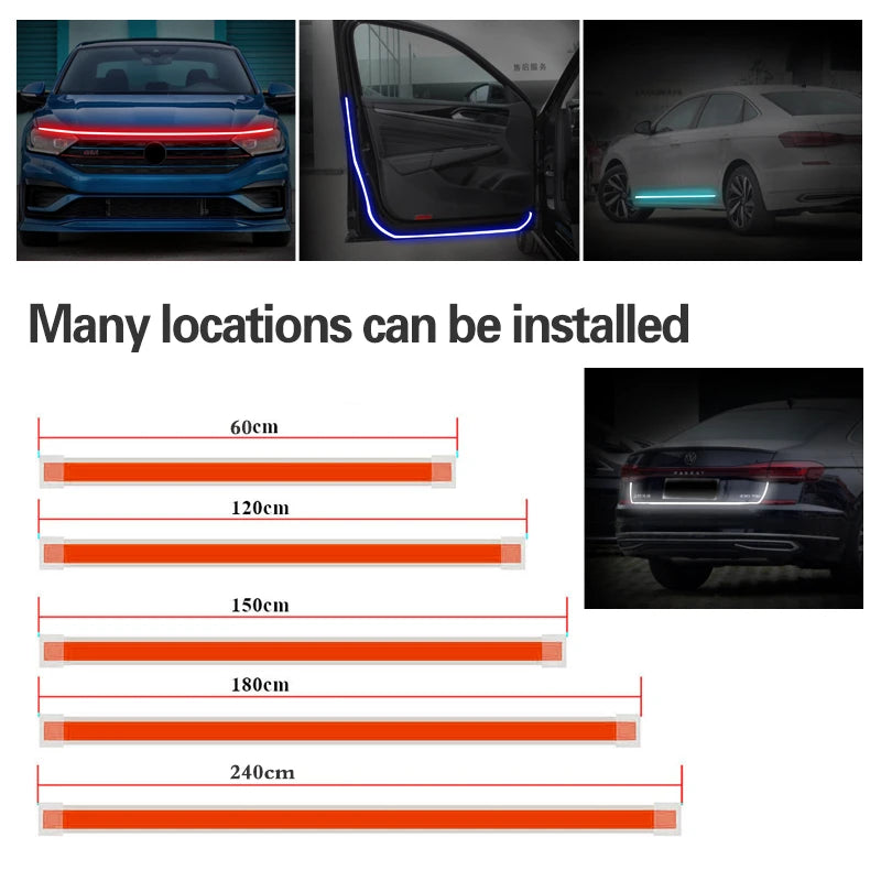 1pcs For Skoda Kodiaq 2016-2023 LED DRL Daytime Running Lights Daylight Driving light fog lamp Flexible Light Strip Universal