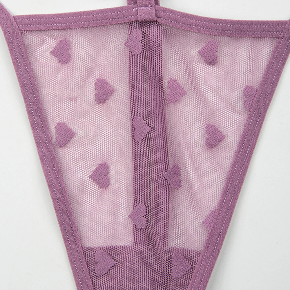 Women's Thong Sexy With  Adjustable Waistband Embroidered Heart Pattern Diamond Buckle Comfortable Underwear