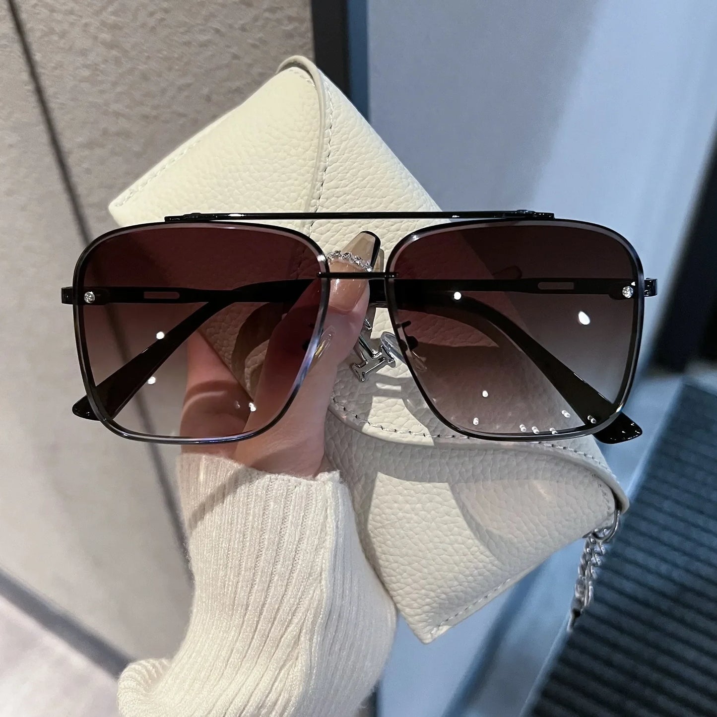 Metal Punk Big Frame Sunglasses for Men Women Cool Driving Glasses Brand Design Square Sun Glasses Goggles UV400 Eyewear