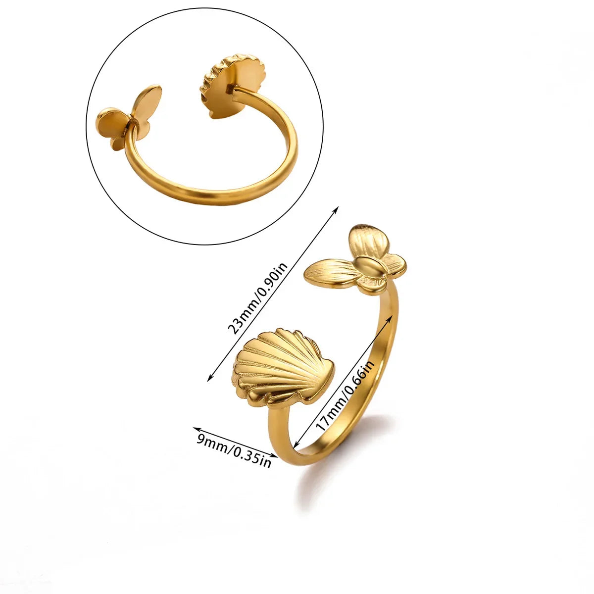 2025 Gold Color Turtle Opening Ring For Women Trend Stainless Steel Waterproof Starfish Bague Elegant Jewelry Christmas Gifts